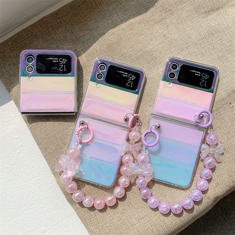 Cute Laser Case with Bead Chain For Samsung Galaxy Z Flip - Image 5