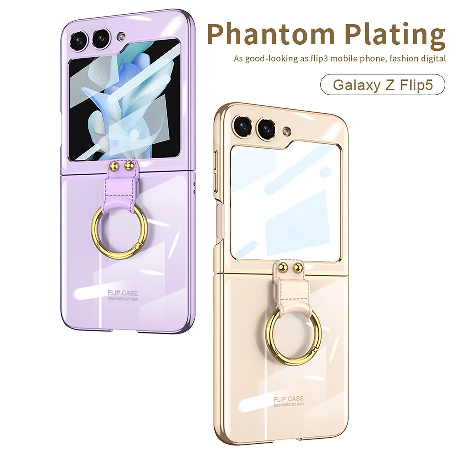 Electroplating Case with Ring Bracket for Samsung Galaxy Z Flip 5 - Image 11