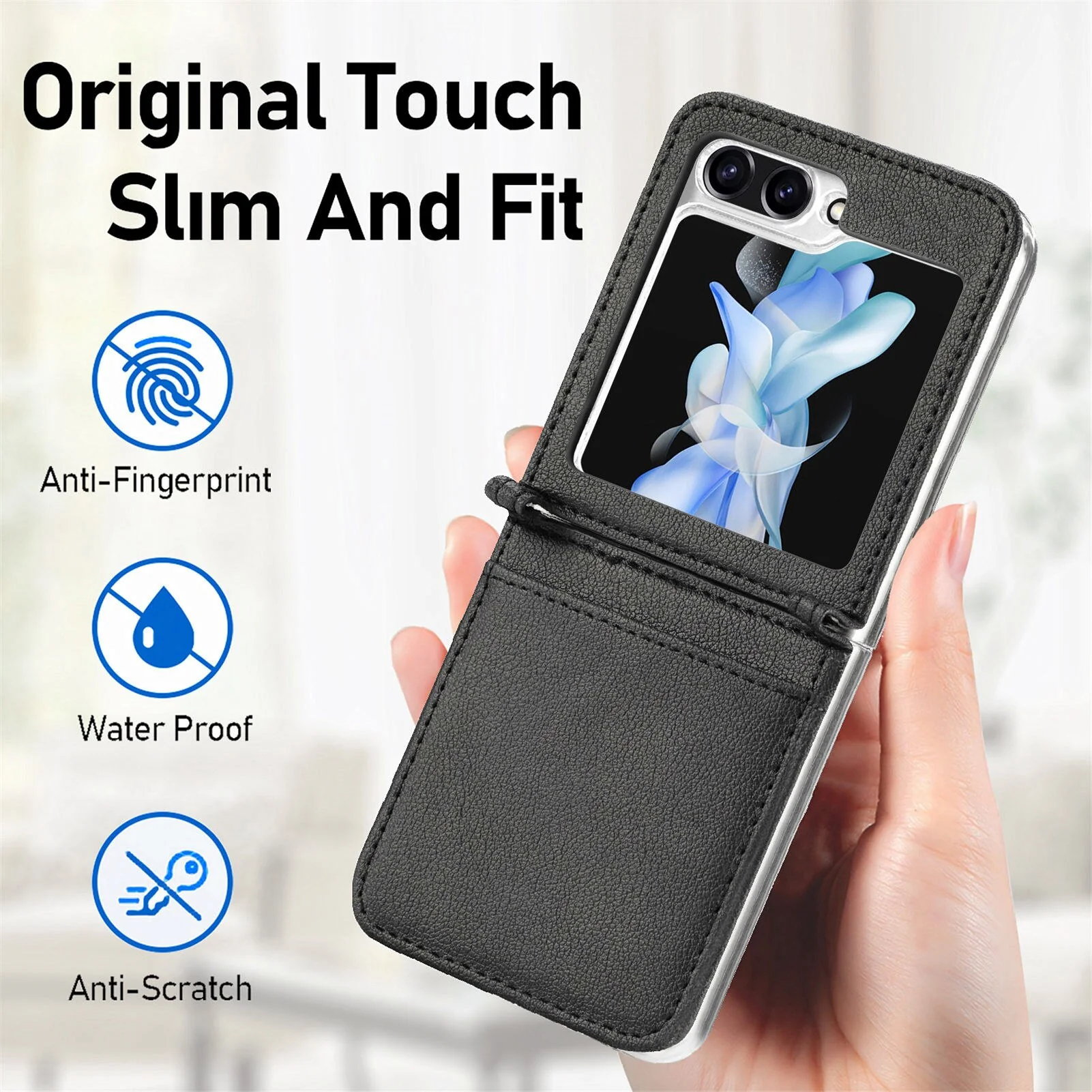 Leather Case with Card Holder For Samsung Galaxy Z Flip 5 - Image 11