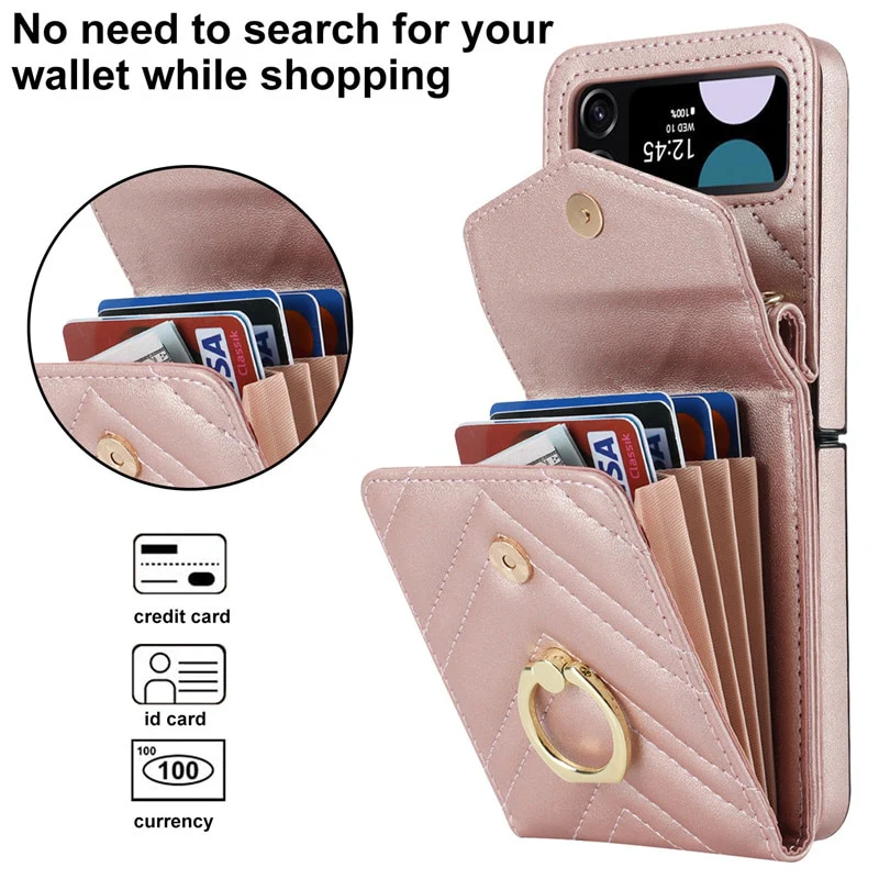 Luxury Crossbody Wallet Case for Samsung Galaxy Z Flip - Image 10
