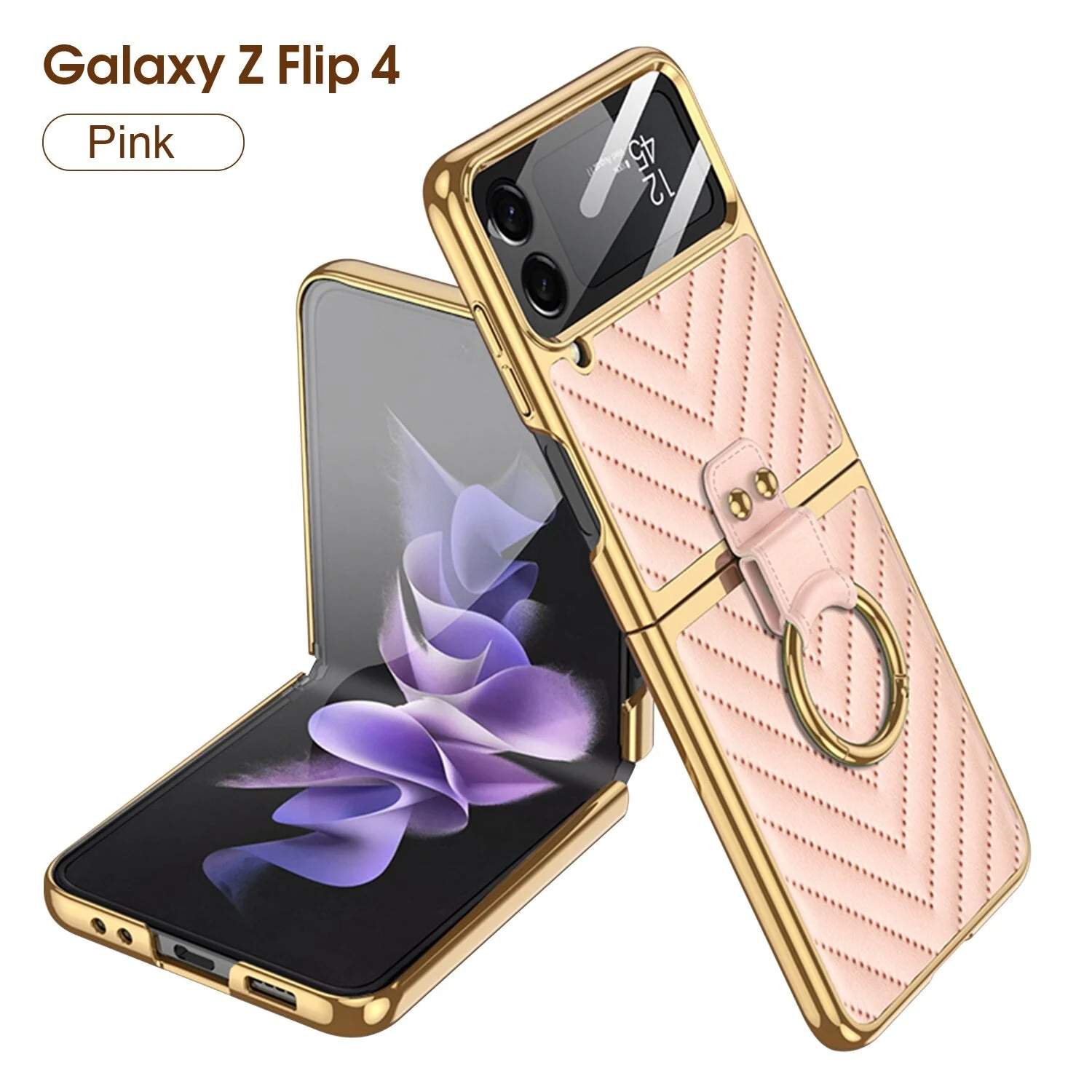 Luxury Electroplated Ring Holder Case For Samsung Galaxy Z Flip 4 - Image 8