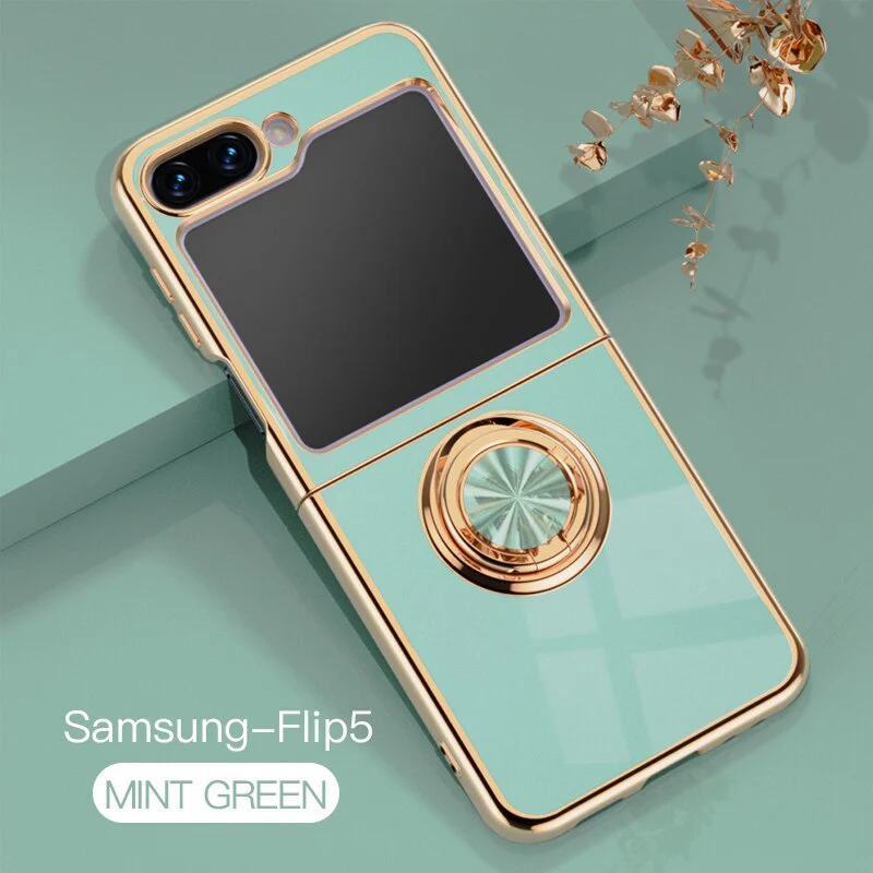Luxury Electroplating Ring Holder Case For Samsung Galaxy Z Flip 5 - Image 6