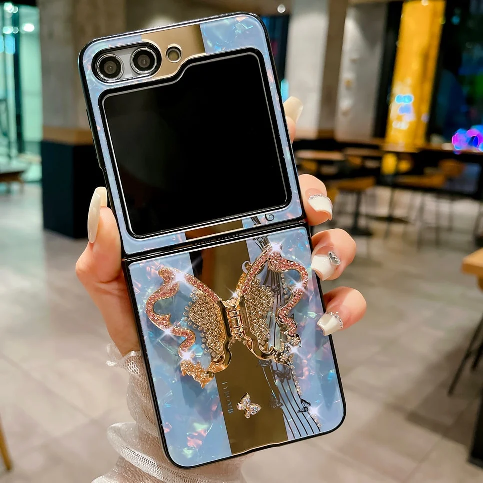 Luxury Glitter Case with Butterfly Stand Holder for Samsung Galaxy Z Flip 5 - Image 3
