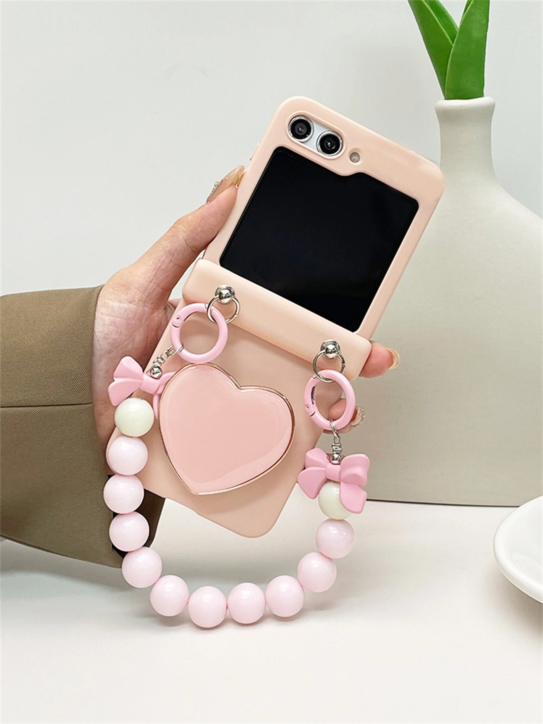 Samsung Galaxy Z Flip 5 Luxury Love Heart Pink Case - Image 2