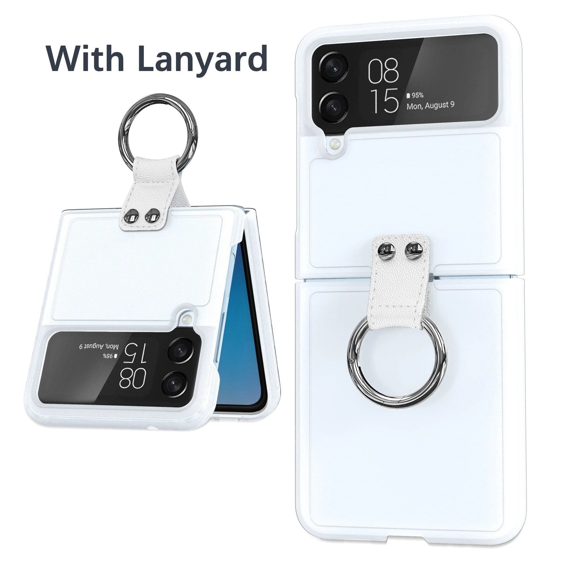 Luxury Ring Holder Case With Lanyard For Samsung Galaxy Z Flip 4 - Image 4