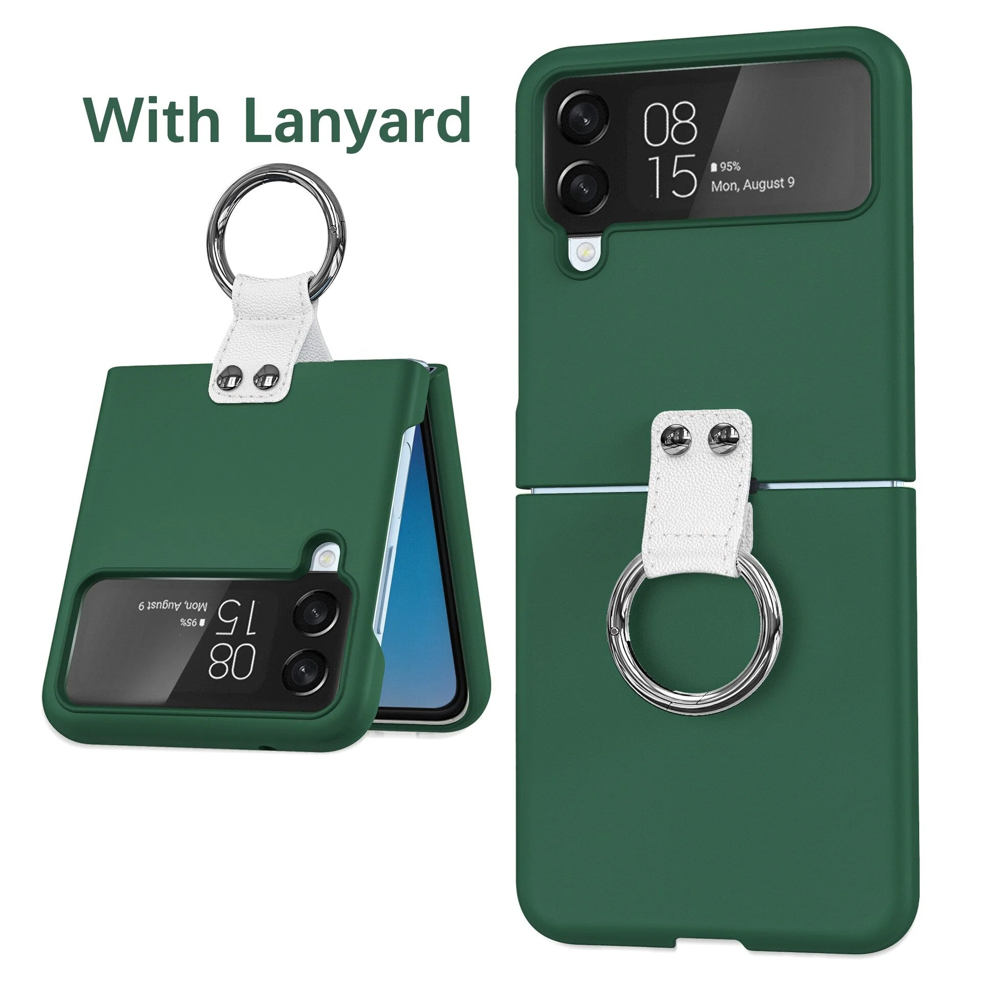 Luxury Ring Holder Case With Lanyard For Samsung Galaxy Z Flip 4 - Image 5