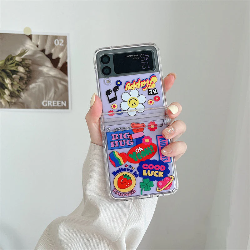 Full Protection Smile Flower Case For Samsung Galaxy Z Flip 4 - Image 3