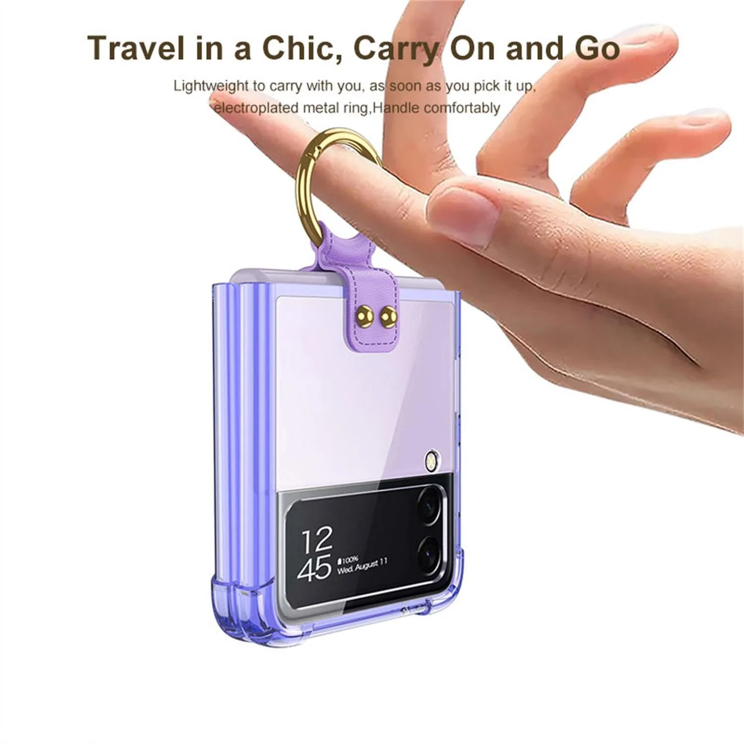 Transparent Case with Ring Bracket For Samsung Galaxy Z Flip 4 - Image 3