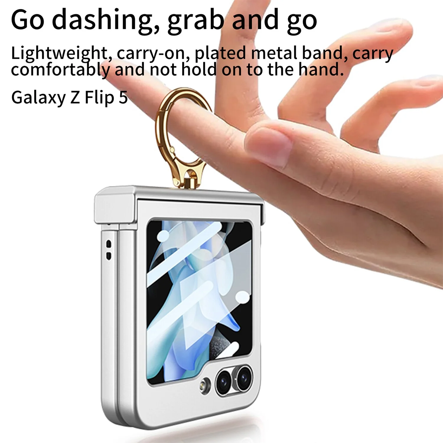 Ultra-thin Matte Case with Ring Bracket & Screen Protective For Samsung Galaxy Z Flip 5 - Image 12