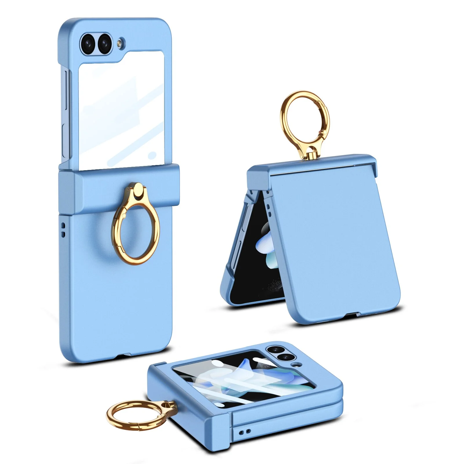 Ultra-thin Matte Case with Ring Bracket & Screen Protective For Samsung Galaxy Z Flip 5 - Image 7